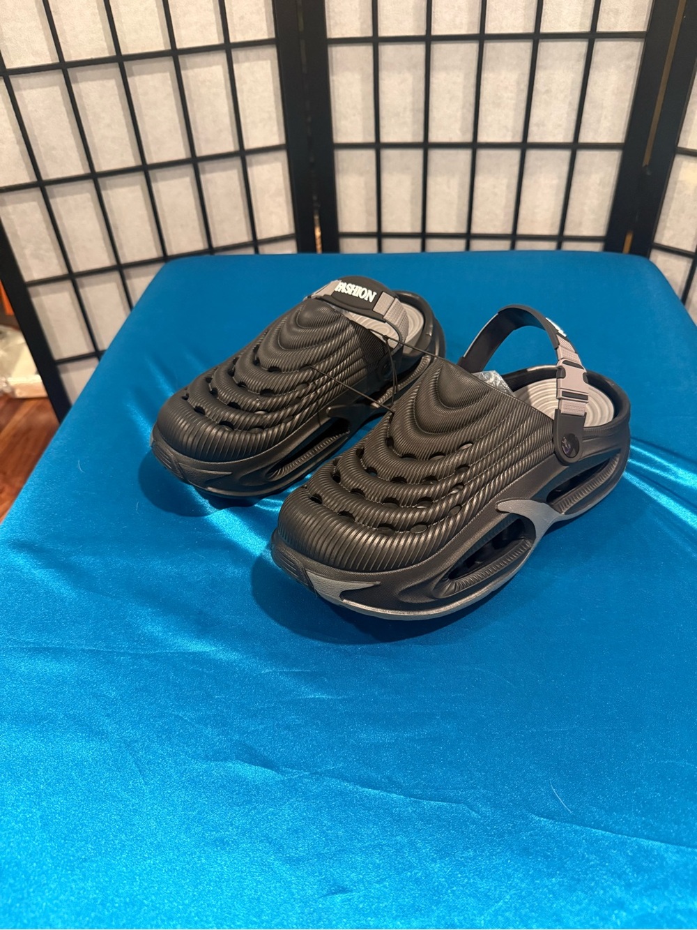 Men's Black Cushioned Slip-On Sandal with Adjustable Heel Strap (G1)